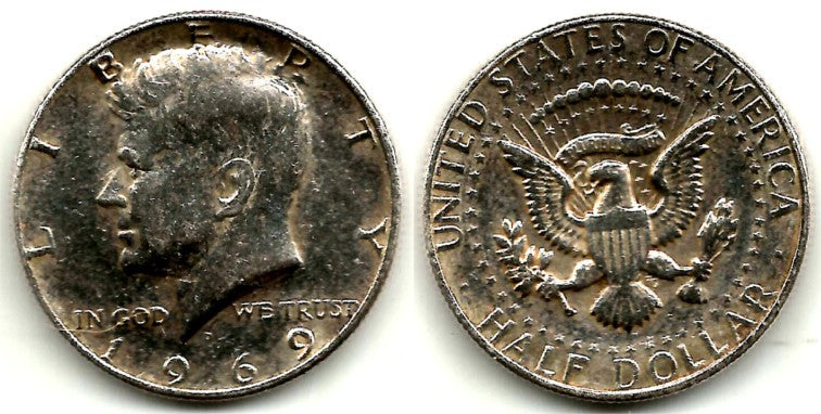 (202a) Estados Unidos de América. 1969(D). Half Dollar (MBC-) (Plata)