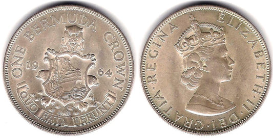 (14) Bermuda. 1964. 1 Crown (SC) (Plata)