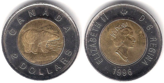 (270) Canadá. 1996. 2 Dollars (EBC)