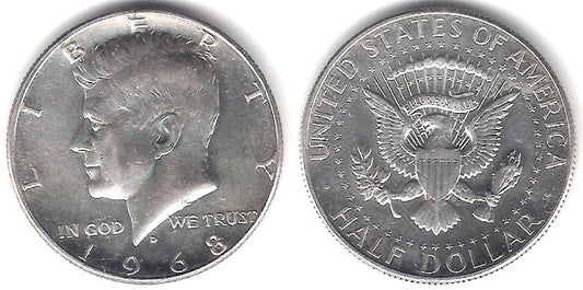 (202a) Estados Unidos de América. 1968(D). Half Dollar (EBC+) (Plata)