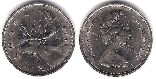 (62b) Canadá. 1974. 25 Cents (MBC)