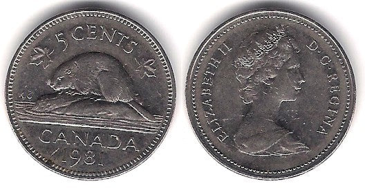 (60.2) Canadá. 1981. 5 Cents (MBC)