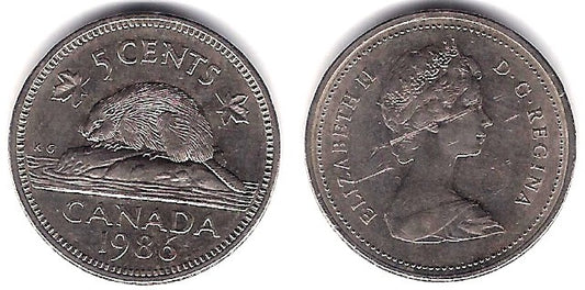 (60.2a) Canadá. 1986. 5 Cents (MBC)