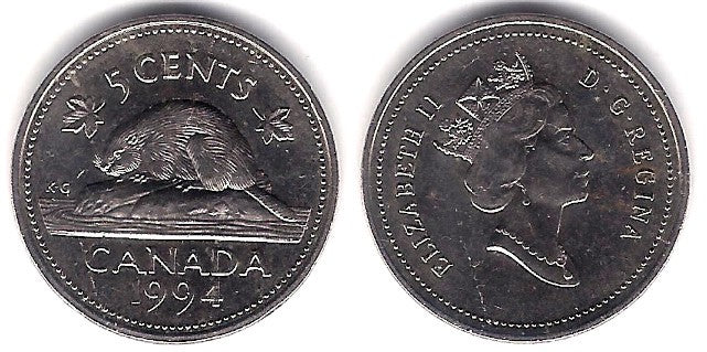 (182) Canadá. 1994. 5 Cents (MBC)