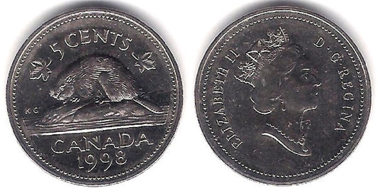 (182) Canadá. 1998. 5 Cents (MBC+)