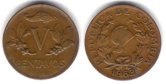 (206) Colombia. 1963. 5 Centavos (MBC)