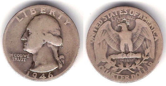 (164) Estados Unidos de América. 1946. Quarter Dollar (BC-) (Plata)