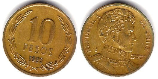 (228.2) Chile. 1992. 10 Pesos (BC+)