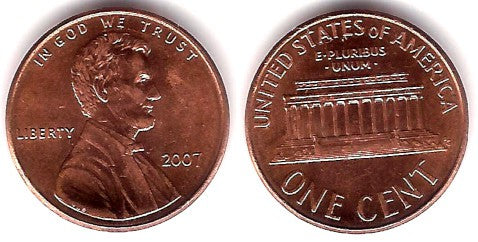 (201) Estados Unidos de América. 2007. 1 Cent (SC)