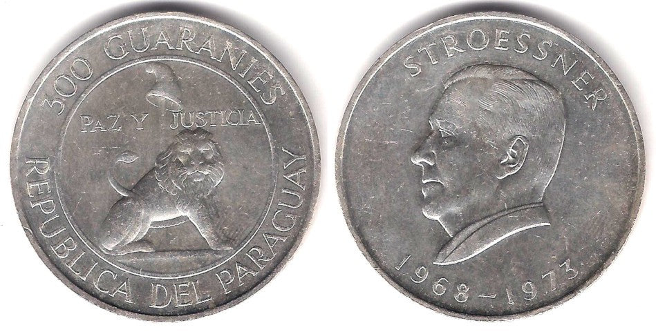 (29) Paraguay. 1968. 300 Guaranies (EBC+) (Plata)