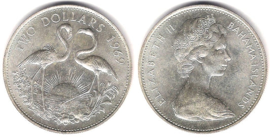 (9) Bahamas. 1969. 2 Dollars (SC) (Plata)
