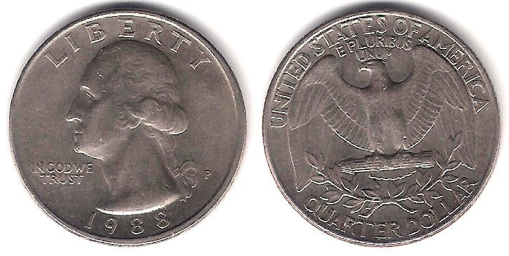 (A164a) Estados Unidos de América. 1988(P). Quarter Dollar (MBC)