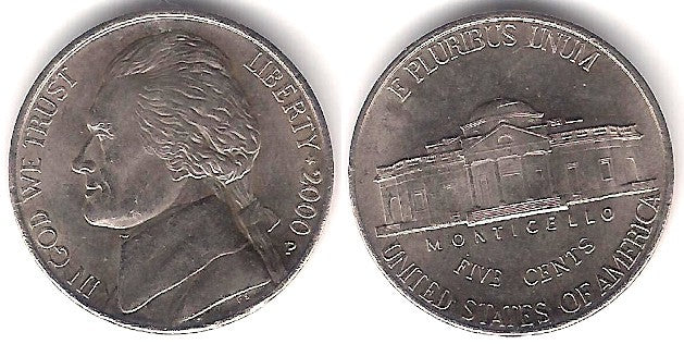 (A192) Estados Unidos de América. 2000(P). 5 Cents (SC)