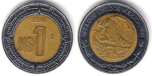 (550) Estados Unidos Mexicanos. 1994. 1 Nuevo Peso (MBC-)