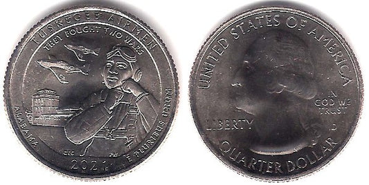Estados Unidos de América. 2021(D). Quarter Dollar (SC) Tuskegee Airmen