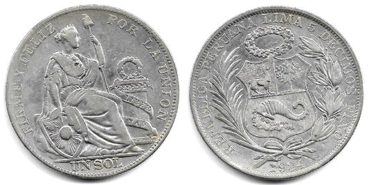 (218.2) Perú. 1934. 1 Sol (MBC) (Plata)