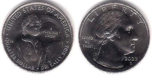 Estados Unidos de América. 2022(D). Quarter Dollar (SC) Sally Ride
