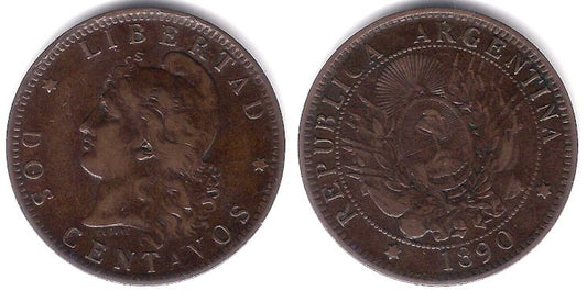 (33) Argentina. 1890. 2 Centavos (EBC)