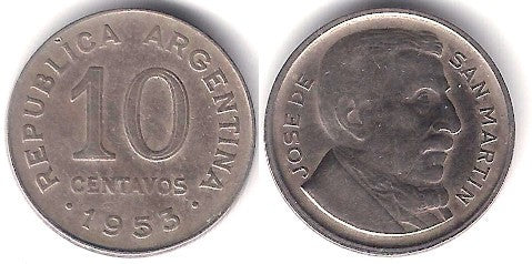 (47a) Argentina. 1953. 10 Centavos (MBC)