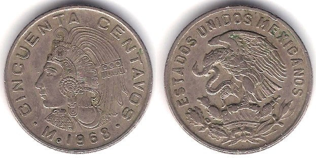 (451) Estados Unidos Mexicanos. 1968. 50 Centavos (MBC)