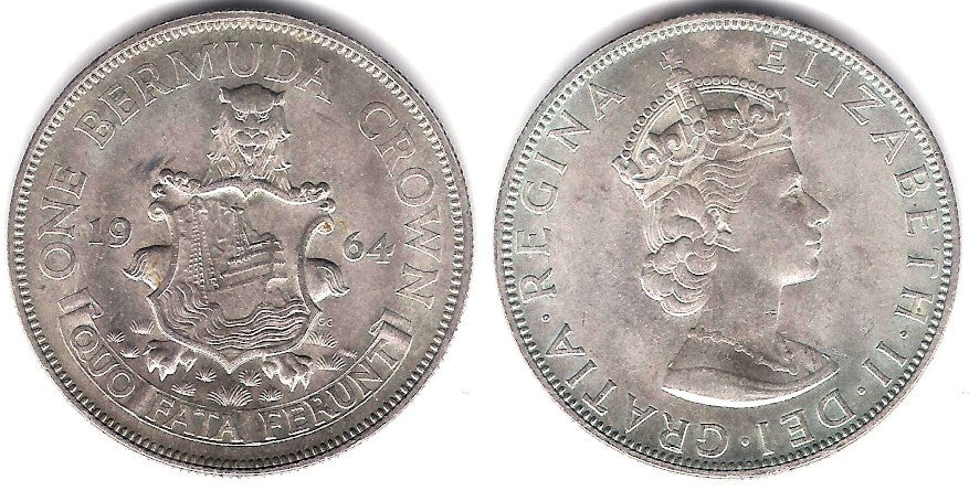 (14) Bemudas. 1964. 1 Crown (EBC+) (Plata)