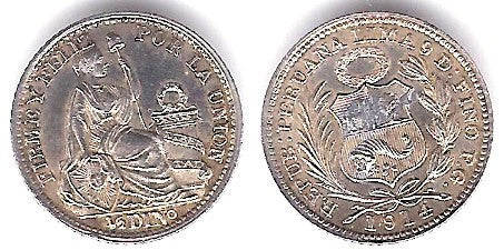 (206.2) Perú. 1914. ½ Dinero (EBC) (Plata)