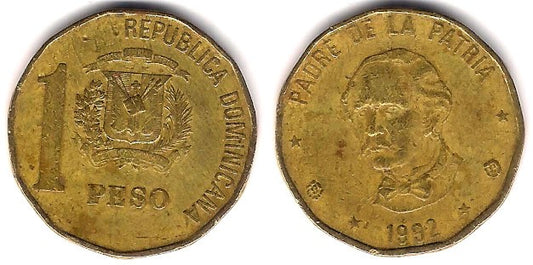 (80.2) República Dominicana. 1992. 1 Peso (BC)