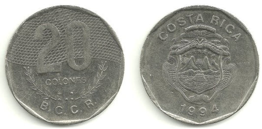 (216.3) Costa Rica. 1994. 20 Colones (EBC)