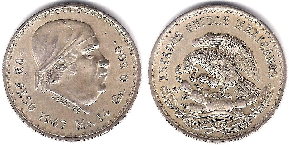 (456) Estados Unidos Mexicanos. 1947. 1 Peso (MBC+) (Plata)