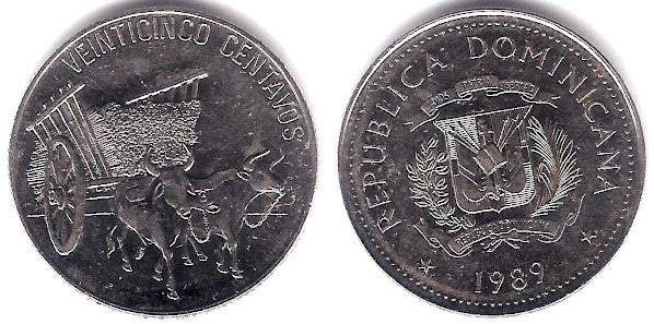 (71.1) República Dominicana. 1989. 25 Centavos (EBC+)