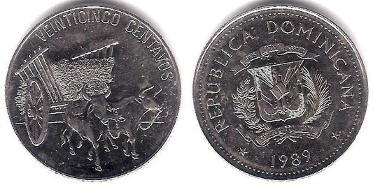 (71.1) República Dominicana. 1989. 25 Centavos (EBC+)