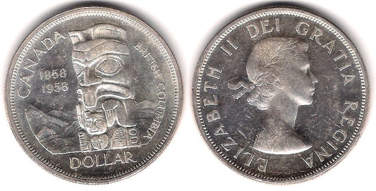 (55) Canadá. 1958. 1 Dollar (EBC) (Plata)