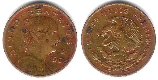 (426) Estados Unidos Mexicanos. 1962. 5 Centavos (BC+)