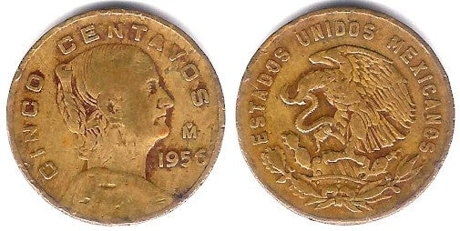 (426) Estados Unidos Mexicanos. 1956. 5 Centavos (BC/BC-)