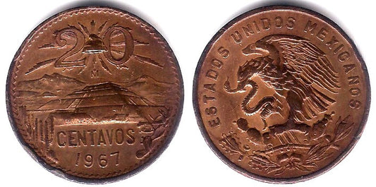 (440) Estados Unidos Mexicanos. 1967. 20 Centavos (MBC)