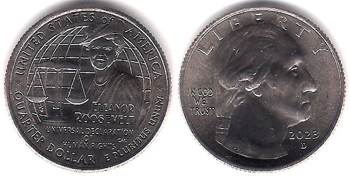 Estados Unidos de América. 2022(D). Quarter Dollar (SC) Eleanor Roosevelt