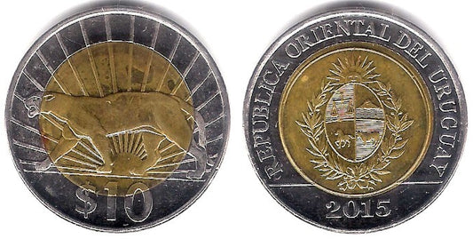 (134) Uruguay. 2015. 10 Pesos (MBC+)