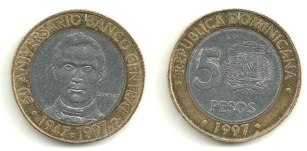 (88) República Dominicana. 1997. 5 Pesos (SC)