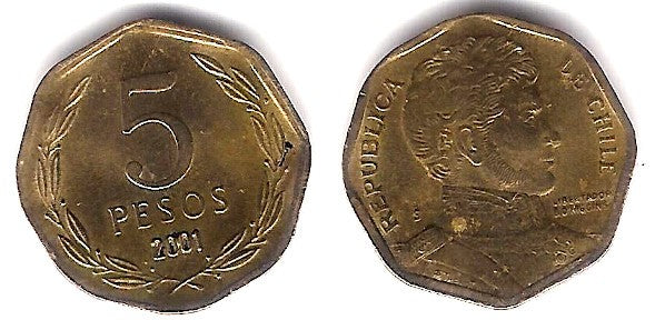 (232) Chile. 2001. 5 Pesos (EBC)