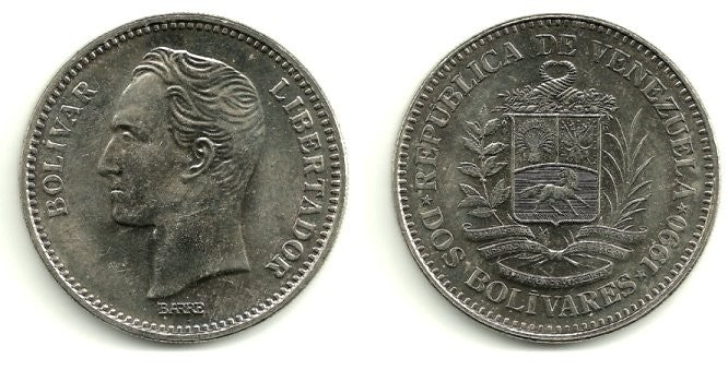 (Y43a.1) Venezuela. 1990. 2 Bolivares (SC)