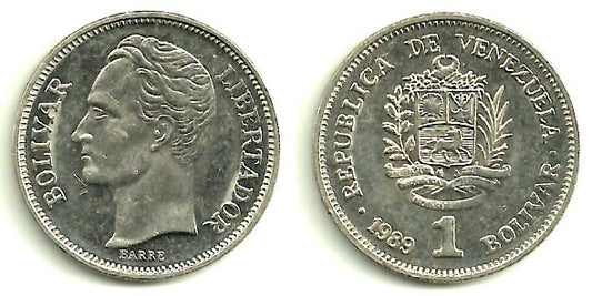 (Y52a.2) Venezuela. 1989. 1 Bolivar (EBC)