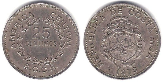 (188.1) Costa Rica. 1976. 25 Centimos (MBC)