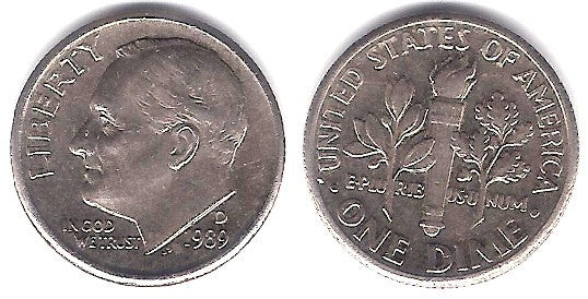 (195a) Estados Unidos de América. 1989(D). 1 Dime (MBC+)