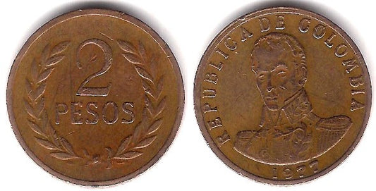 (263) Colombia. 1977. 2 Pesos (MBC)