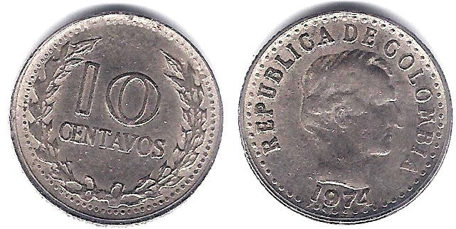 (253) Colombia. 1974. 10 Centavos (MBC)