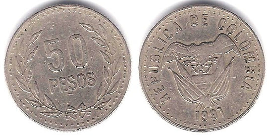 (283.1) Colombia. 1991. 50 Pesos (MBC-)