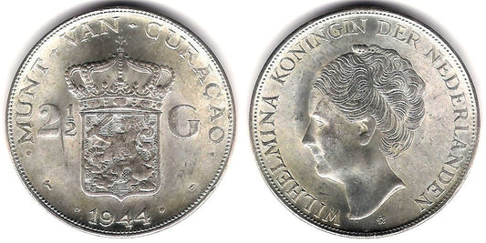 (46) Curasao. 1944. 2½ Gulden (SC) (Plata)