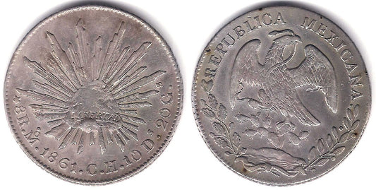 (377.10) República Mexicana. 1861. 8 Reales (MBC+) (Plata) Ceca de Ciudad de Mexico CH