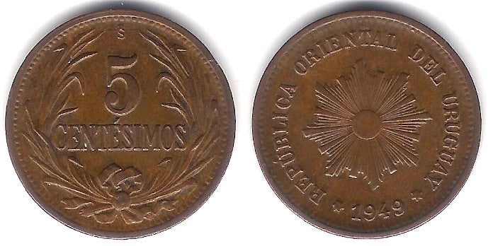(21a) Uruguay. 1949. 5 Centesimos (EBC)