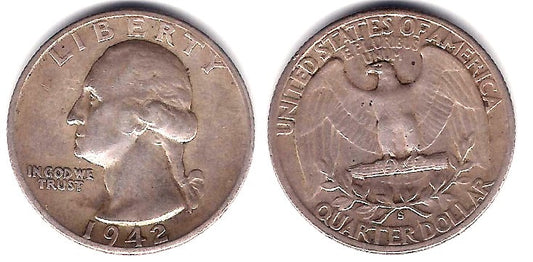 (164) Estados Unidos de América. 1942(S). Quarter Dollar (BC) (Plata)